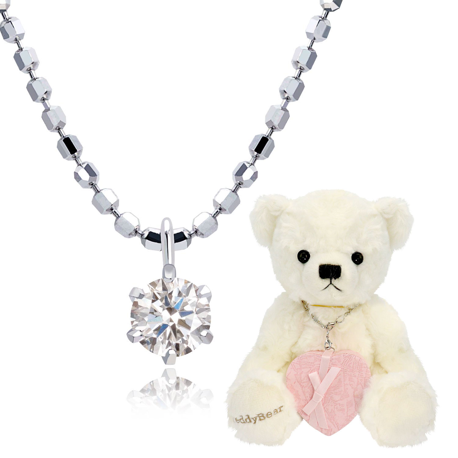 お手頃価格 シルバー レディース ネックレス Sears ダイヤモンド 一粒 0.1ct 小物