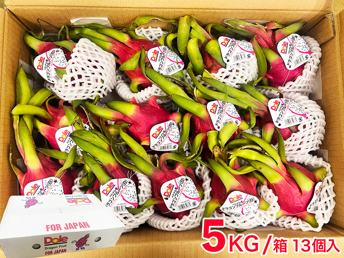 ドラゴンフルーツ 10個約5kg ドラゴンフルーツ（ホワイト）13個入（約5kg）産地箱｜ベトナム産 白肉
