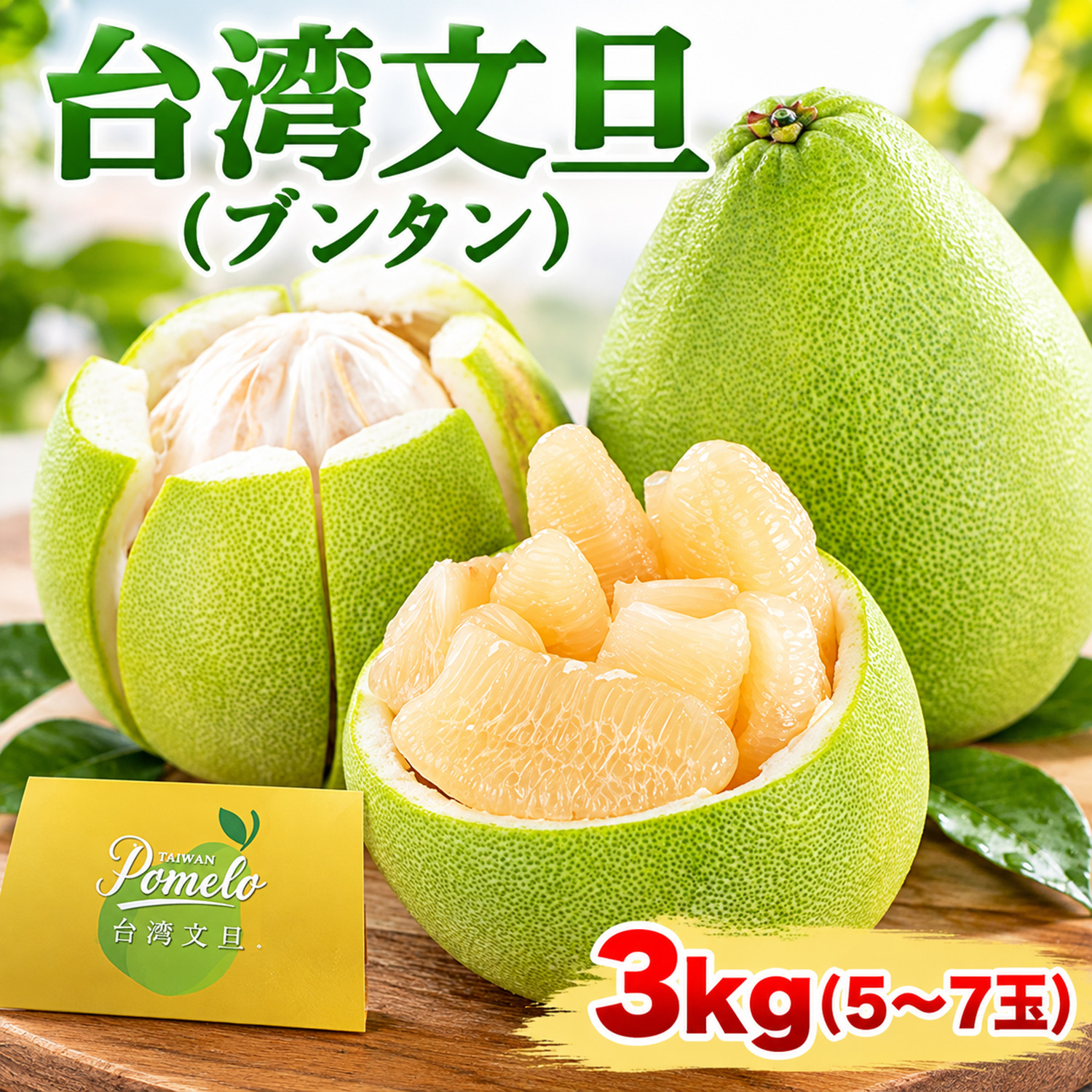 台湾文旦 約3kg 5〜8玉 化粧箱入｜台南台南麻豆産 高級ポメロ｜特選