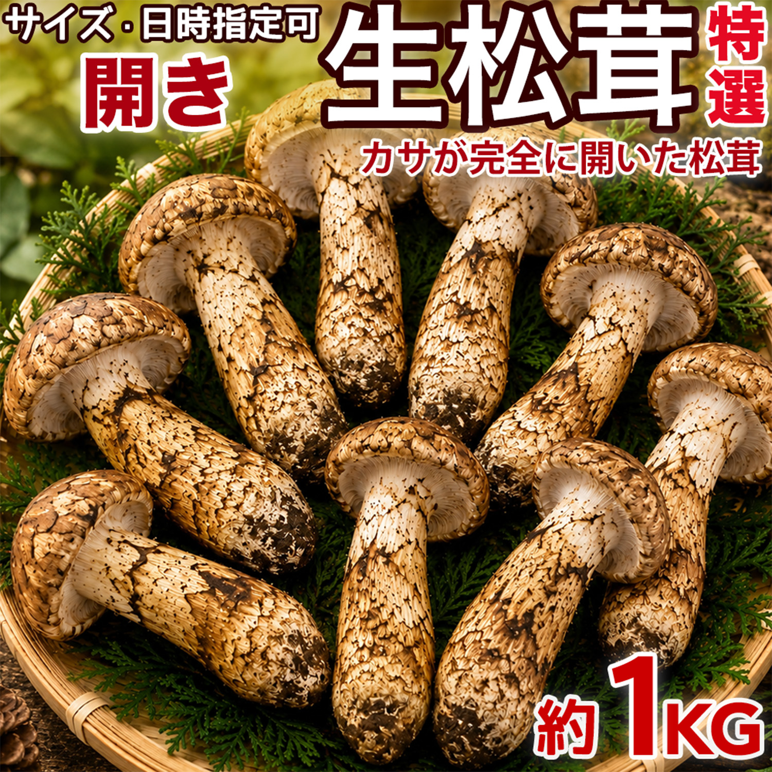 生松茸 約500g 箱 中つぼみ(半開き) 特選 中国雲南産 天然まつたけ