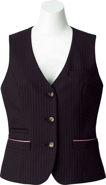 事務服 制服 BONMAX ボンマックス ベスト AV1251大きいサイズ17号・19号 ベスト レディース ストライプ ボンマックス オフィスウェア