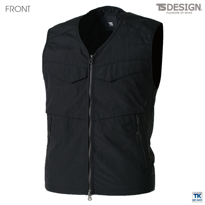 TS DESIGN DELTA ナイロン ワークベスト 作業服 作業着 補強 背中