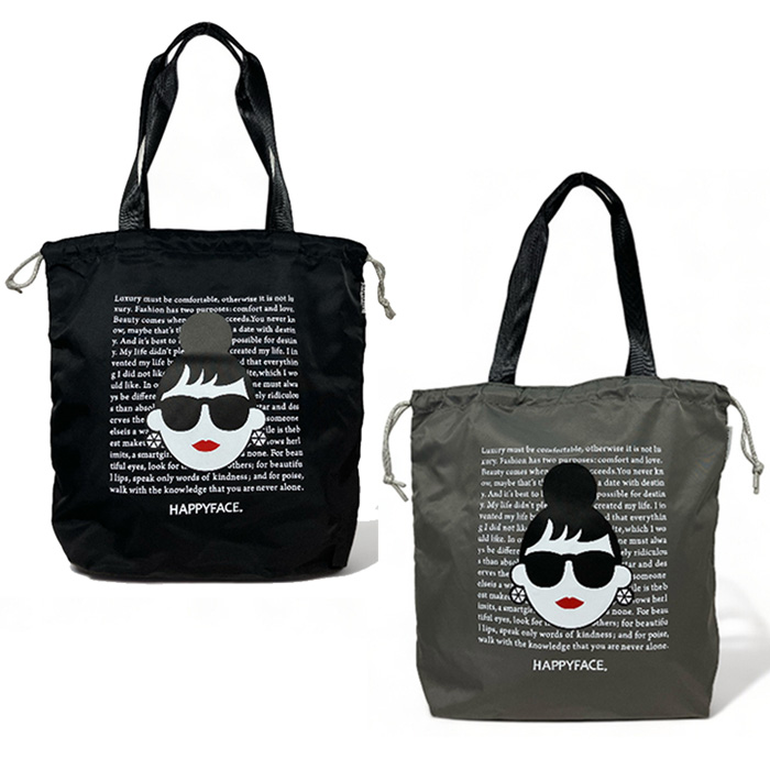 ハッピーフェイス トート 巾着 レディエマ バッグ レディース ジム