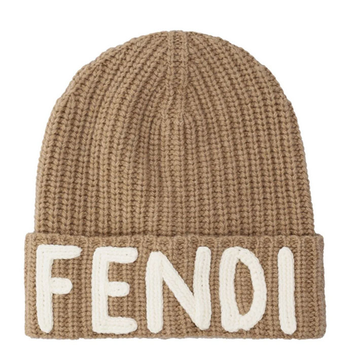 フェンディ ニット帽 ウール ハット ブラウン 帽子 スノボー スキー ブランドニット ビーニー FENDI BEANIE BERRETTO LANA  CON LOGO FXQ900AIX0F0QF0 S/M BROWN