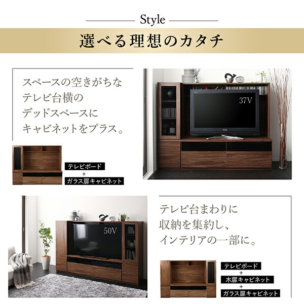 テレビ台+キャビネット 180×45×115cm 壁面用 引き出し収納タイプ 木扉2