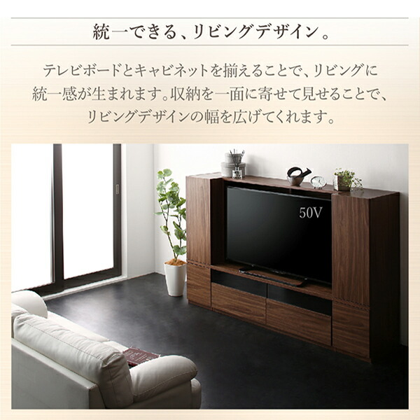 テレビ台+キャビネット 180×45×115cm 壁面用 引き出し収納タイプ 木扉2