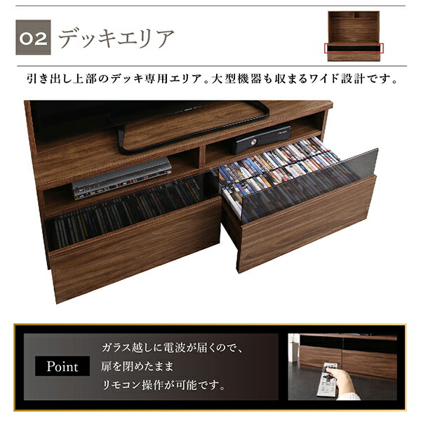 テレビ台+キャビネット 180×45×115cm 壁面用 引き出し収納タイプ 木扉2