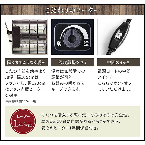 新入荷 こたつテーブル ヴィンテージデザイン古木風バイカラーこたつテーブル 4尺長方形(80×120cm) 【R3623087290】(23722円)