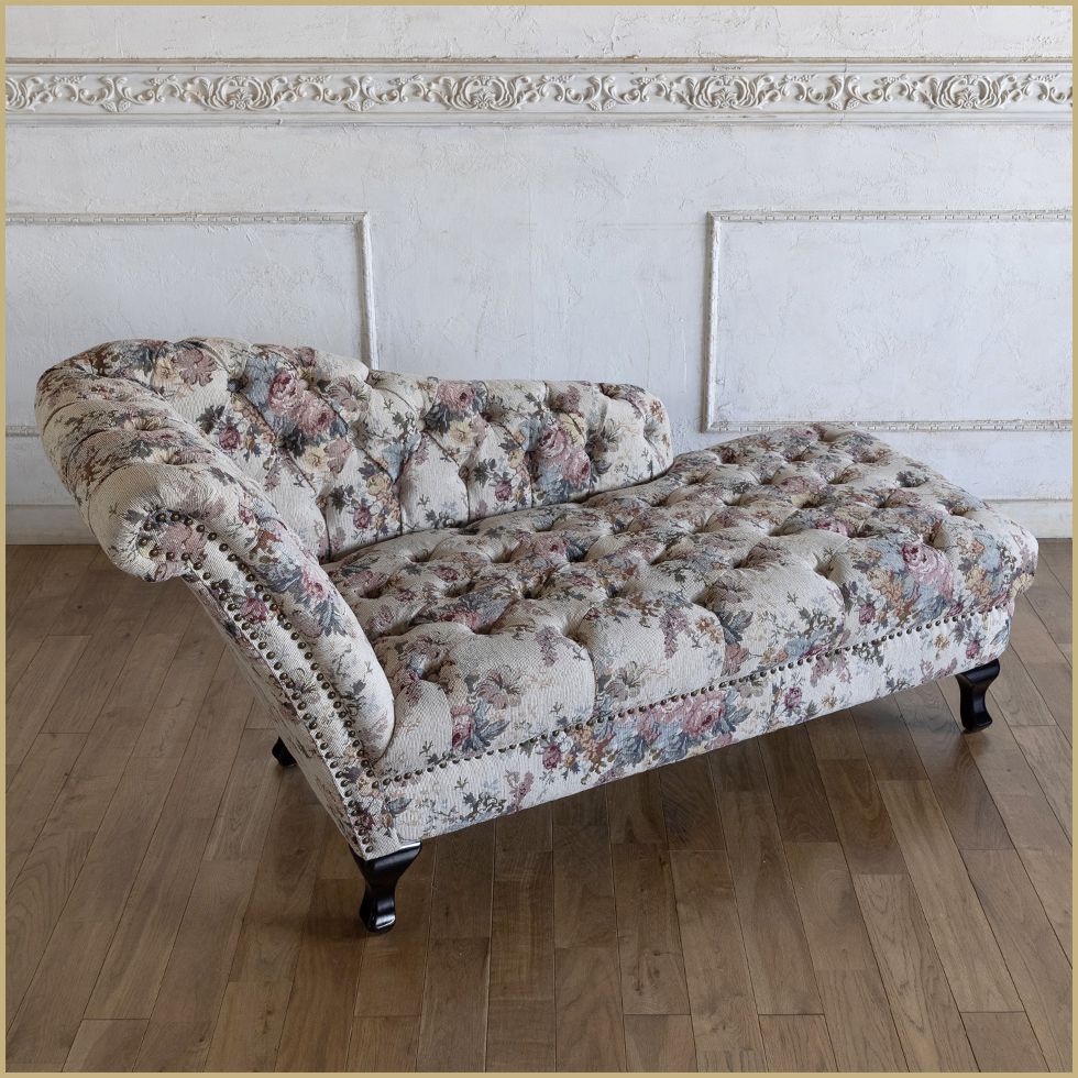 英国調 カウチソファ 寝椅子 シェーズロング アンティークフラワー