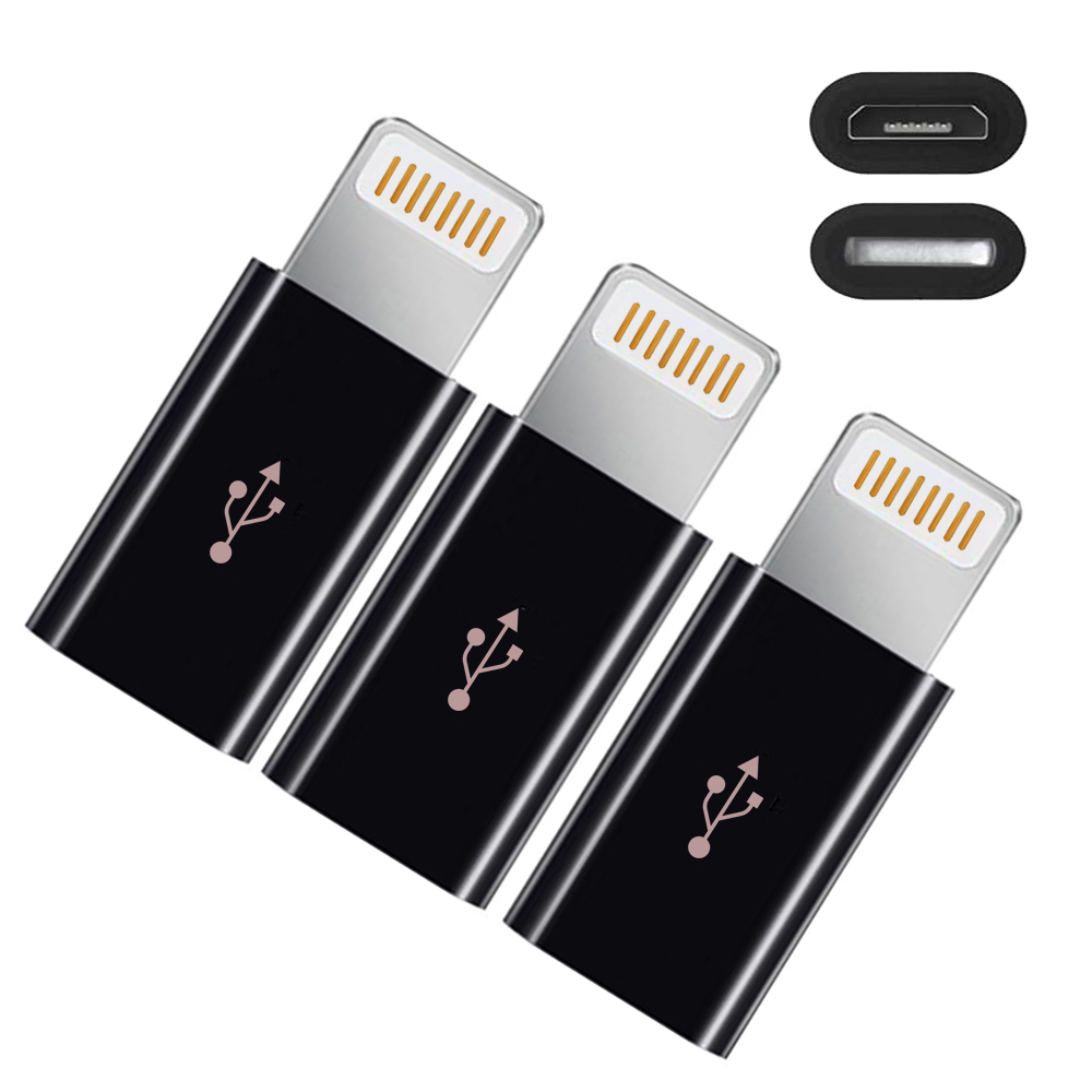 3個セット】 Micro USB to Lightning 変換 アダプタ ホワイト