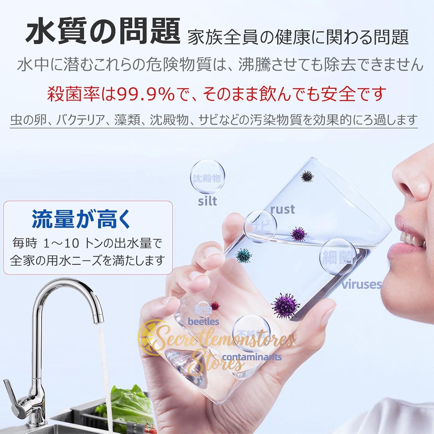 井戸用浄水器 家庭用・商業用 逆浸透膜浄水器 0.01μm 高精度水ろ過装置