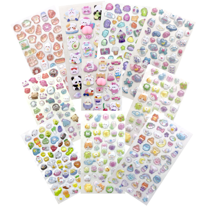 未使用　inamazy 3D ぷっくりシール　16枚セット　お得　シェア セドールJAPAN シール 福袋 立体 ぷっくりシール 10枚 セット ぷっくり