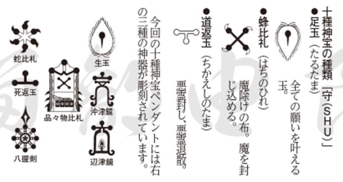 コトタマテバコ 4個　十種神寶 8枚 十種神宝ペンダント 守 SHU ミサト工業 守れる力 足玉 蜂比礼 道返玉