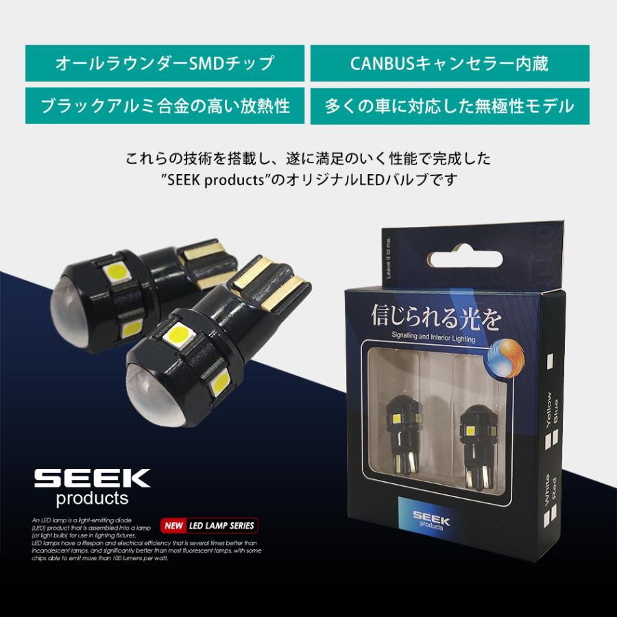 SUZUKI セルボ H18.11〜H21.12 T10 LED ポジション/スモール ナンバー灯など SEEK Products 6連 6SMD 無極性 ウェッジ球 白 送料無料｜seek｜03