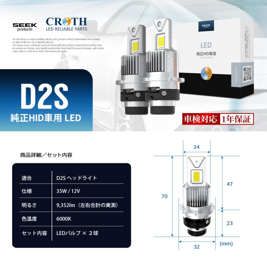 NISSAN シルフィ H24.12〜 LED バルブ D2S 9352lm SEEK Products 純正交換HID車用 6000K CROTH 1年保証 送料無料｜seek｜11