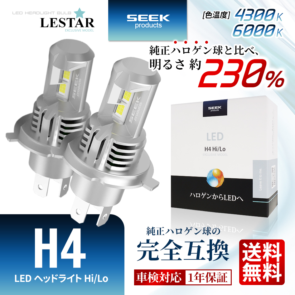 SUZUKI Kei H18.4〜H21.8 LEDヘッドライト H4 バルブ Hi/Lo ポン付 後付け 4300K 6000K 車検対応 1年保証 LESTAR 送料無料｜seek
