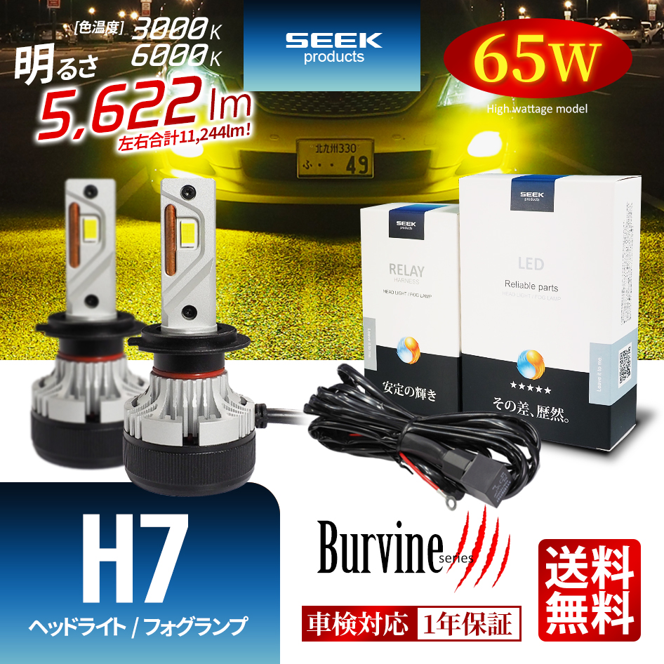 DAIHATSU ミラ アヴィ H14.12〜H17.7 H7 LED ヘッドライト フォグランプ 後付け SEEK Products BURVINE 送料無料｜seek