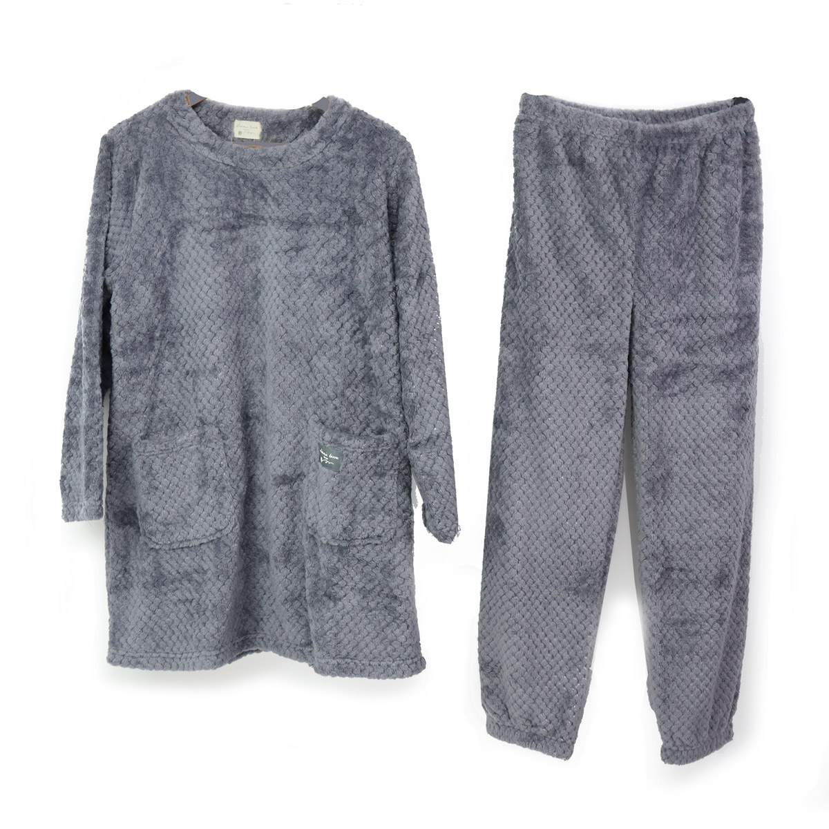 パジャマ レディース 冬 もこもこ マイクロワッフル チュニック 暖かい