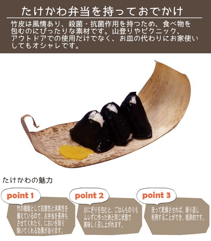 速くおよび自由なNaturalist おにぎり たけかわ 紐付き ちまき 10枚入り ランチ 使い捨て ピクニック 木の皮 木製 お弁当 天然木 抗菌  天然 和風 弁当箱、水筒