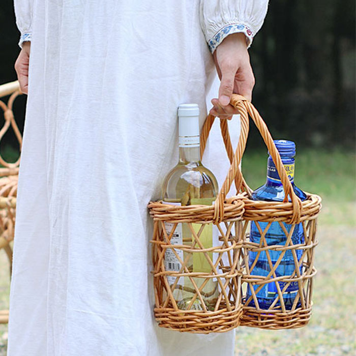 フランス製アンティーク★ワインボトルバスケット　くすみ無し 楽天市場】【2種クーポン】最大5,000円OFF｜ボトルホルダー 取っ手付き