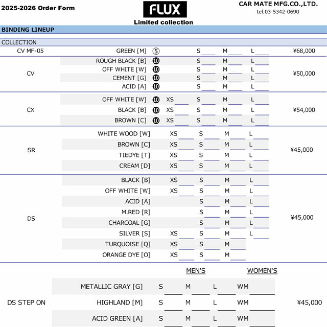 予約商品】25-26 FLUX 【フラックス】バインディング CV MF-05【正規品