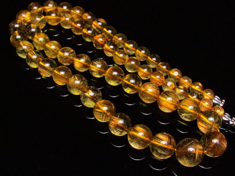ゴールドタイチンルチル ネックレス 12mm [H213-23] 1枚目