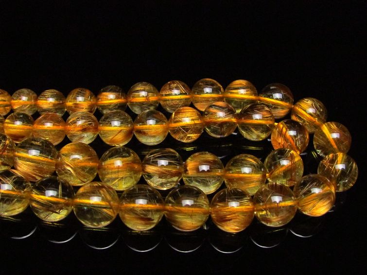 ゴールドタイチンルチル ネックレス 12mm [H213-23] 2枚目