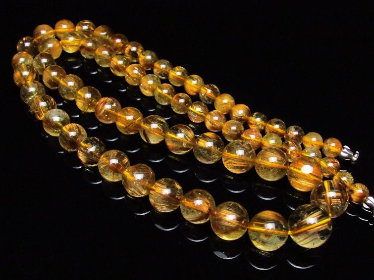 ゴールドタイチンルチル ネックレス 12mm [H213-35] 1枚目