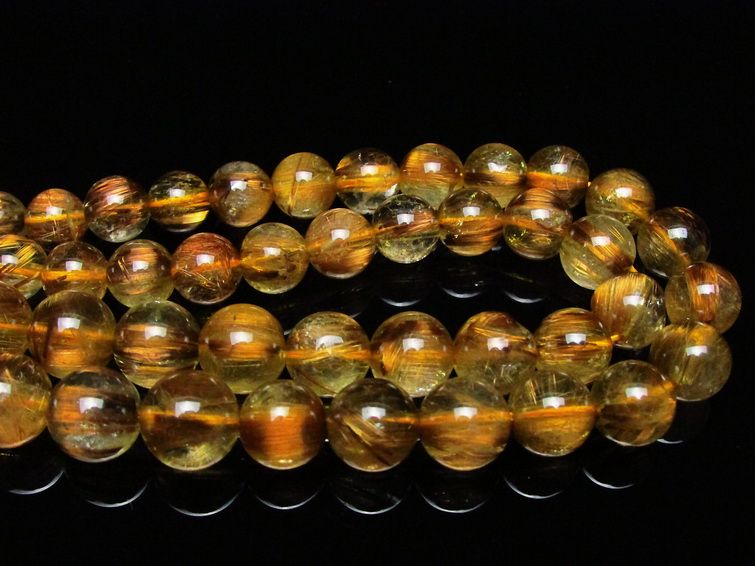 ゴールドタイチンルチル ネックレス 12mm [H213-35] 2枚目