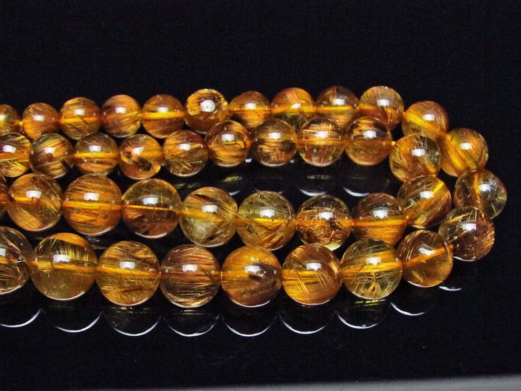 ゴールドタイチンルチル ネックレス 12mm [H213-38] 3枚目