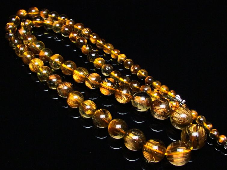 ゴールドタイチンルチル ネックレス 12mm [H213-41] 1枚目
