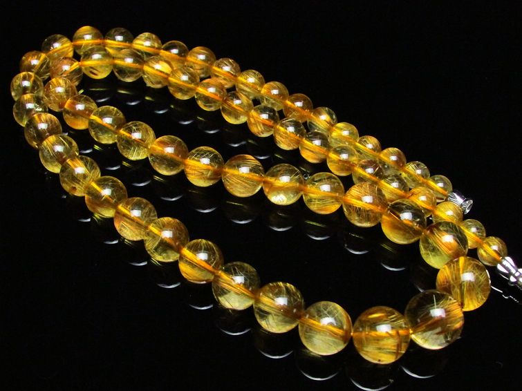 ゴールドタイチンルチル ネックレス 12mm [H213-45] 1枚目