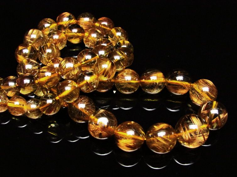 ゴールドタイチンルチル ネックレス 12mm [H213-6] 2枚目