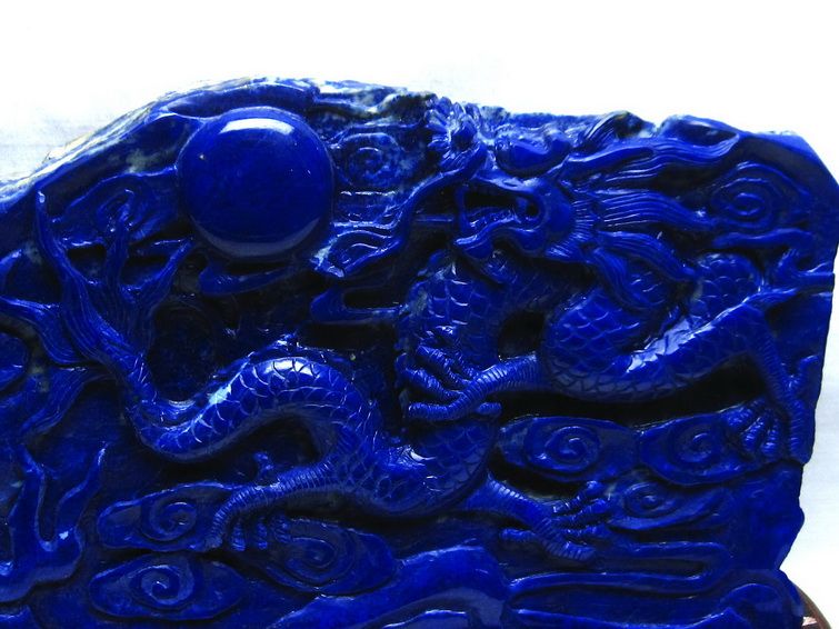 3.3Kg ラピスラズリ 手彫り 龍 置物[K1-1890] 2枚目