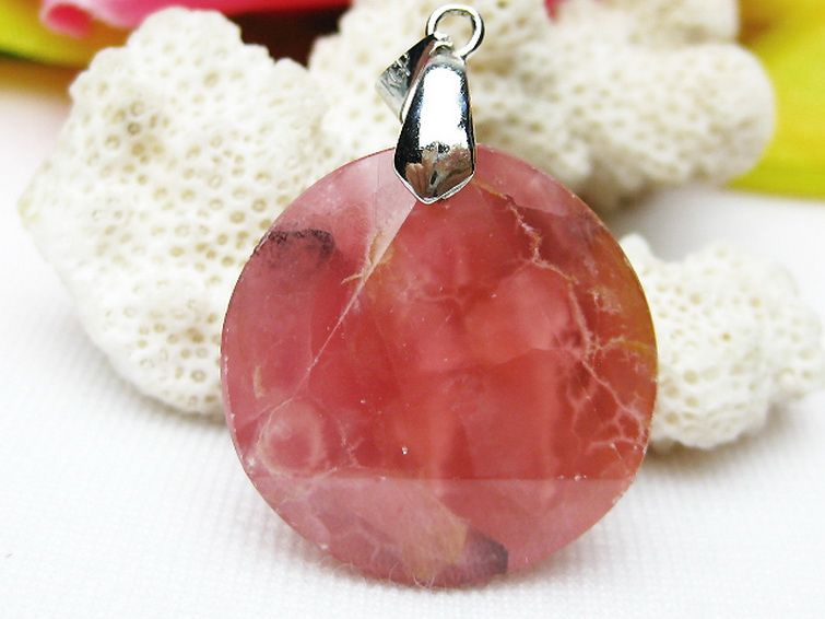 インカローズ ロードクロサイト 大衛星 ペンダント [K1-619] 1枚目