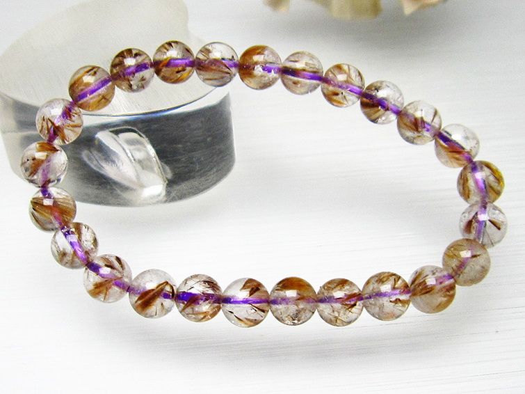 カコクセナイト インクォーツ ブレスレット 7mm [L48-376] 3枚目