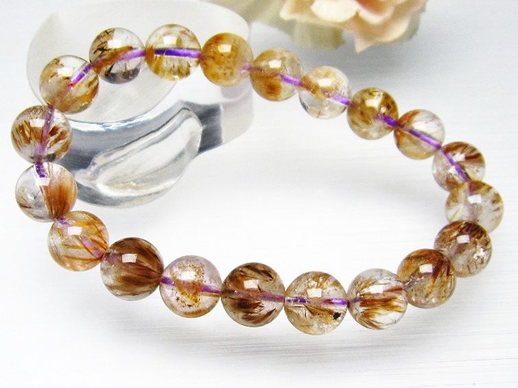 カコクセナイト インクォーツ ブレスレット 9mm [L48-428] 3枚目