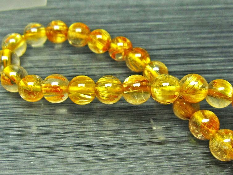 ゴールドタイチンルチル ブレスレット 6mm [L68-1462] 1枚目