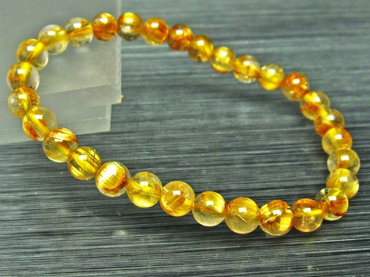 ゴールドタイチンルチル ブレスレット 6mm [L68-1462] 3枚目