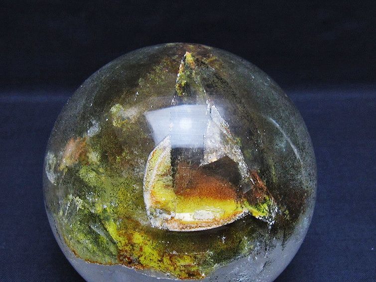 グリーンファントム水晶 丸玉 88mm [t100-4646] 2枚目