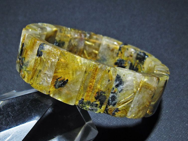 タイチンルチルバングル タイチンルチルクォーツ 幅13.5mmプレート バングル(型番bg247)[手首