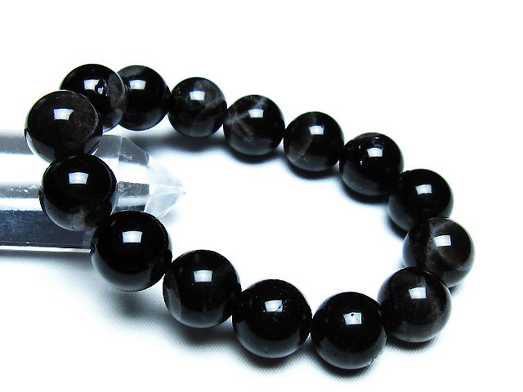 モリオン 純天然 黒水晶 ブレスレット 14mm [t112-6814] 1枚目