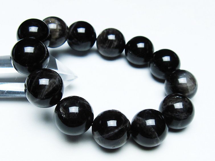 モリオン 純天然 黒水晶 ブレスレット 18mm [T112-7380] 1枚目