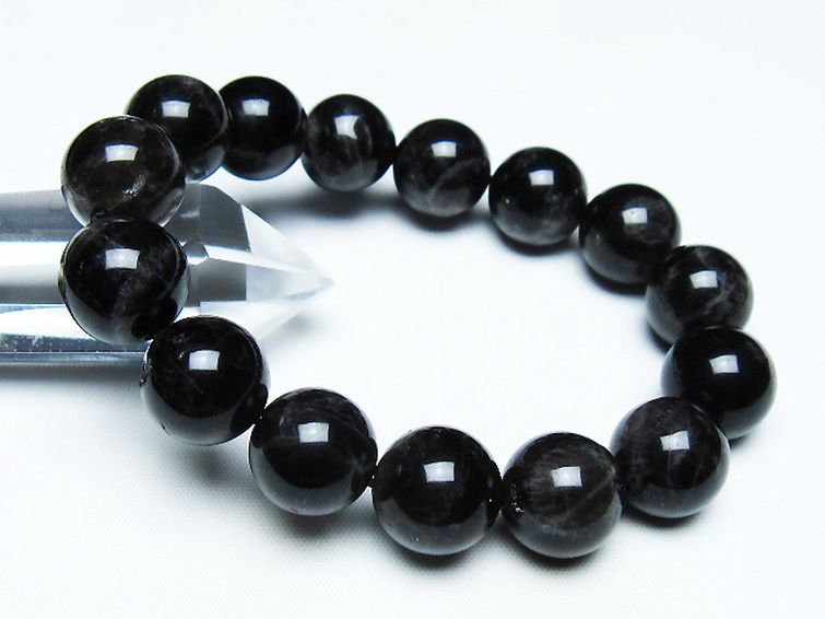 モリオン 純天然 黒水晶 ブレスレット 14mm [T112-7398] 1枚目
