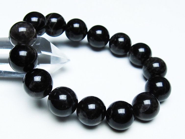 モリオン 純天然 黒水晶 ブレスレット 14mm [T112-7402] 1枚目
