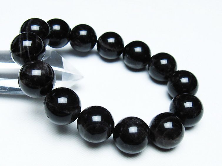 モリオン 純天然 黒水晶 ブレスレット 16mm [T112-7445] 1枚目