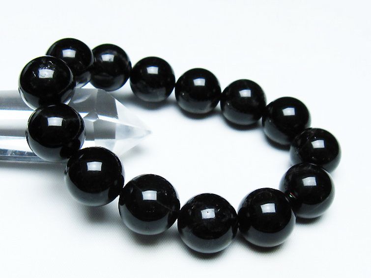 モリオン 純天然 黒水晶 ブレスレット 16mm [T112-7474] 1枚目