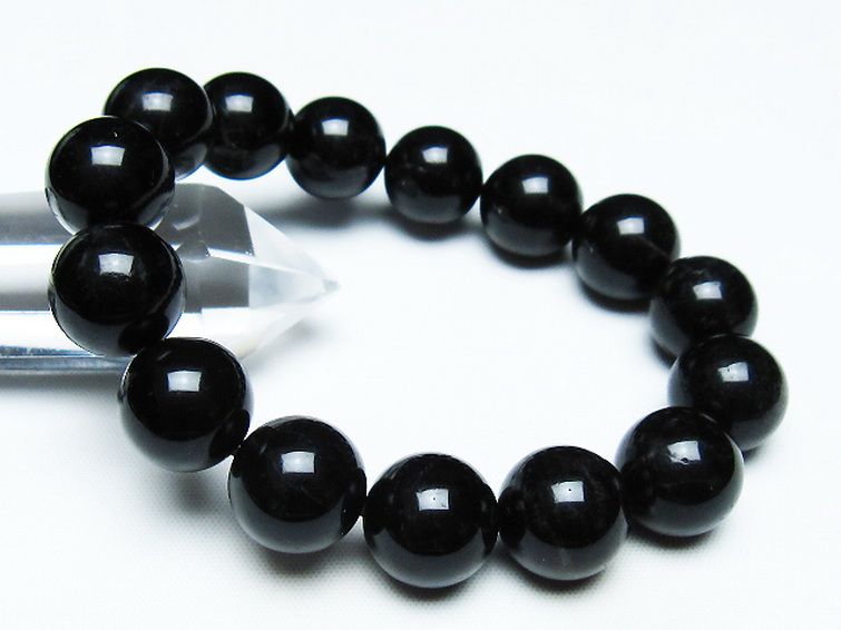 モリオン 純天然 黒水晶 ブレスレット 14mm [T112-7476] 1枚目