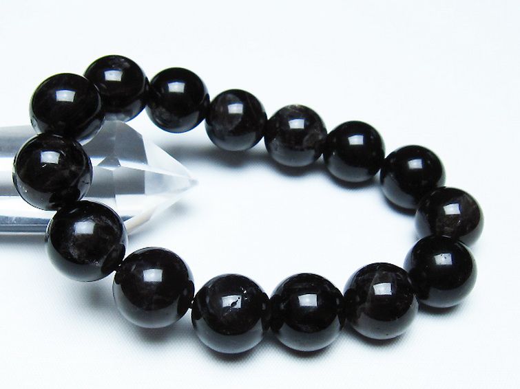 モリオン 純天然 黒水晶 ブレスレット 14mm [T112-7564] 1枚目