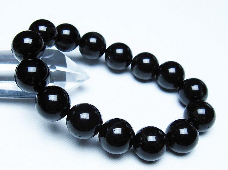 モリオン 純天然 黒水晶 ブレスレット 14mm [T112-7664] 1枚目